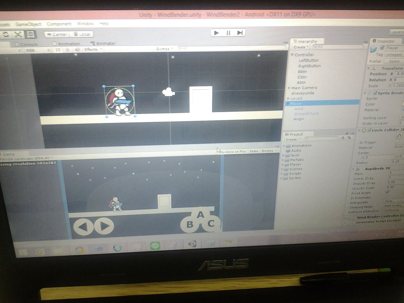 Unity editor mid-development on Blow 'n Up! (internal project name: WindBender)