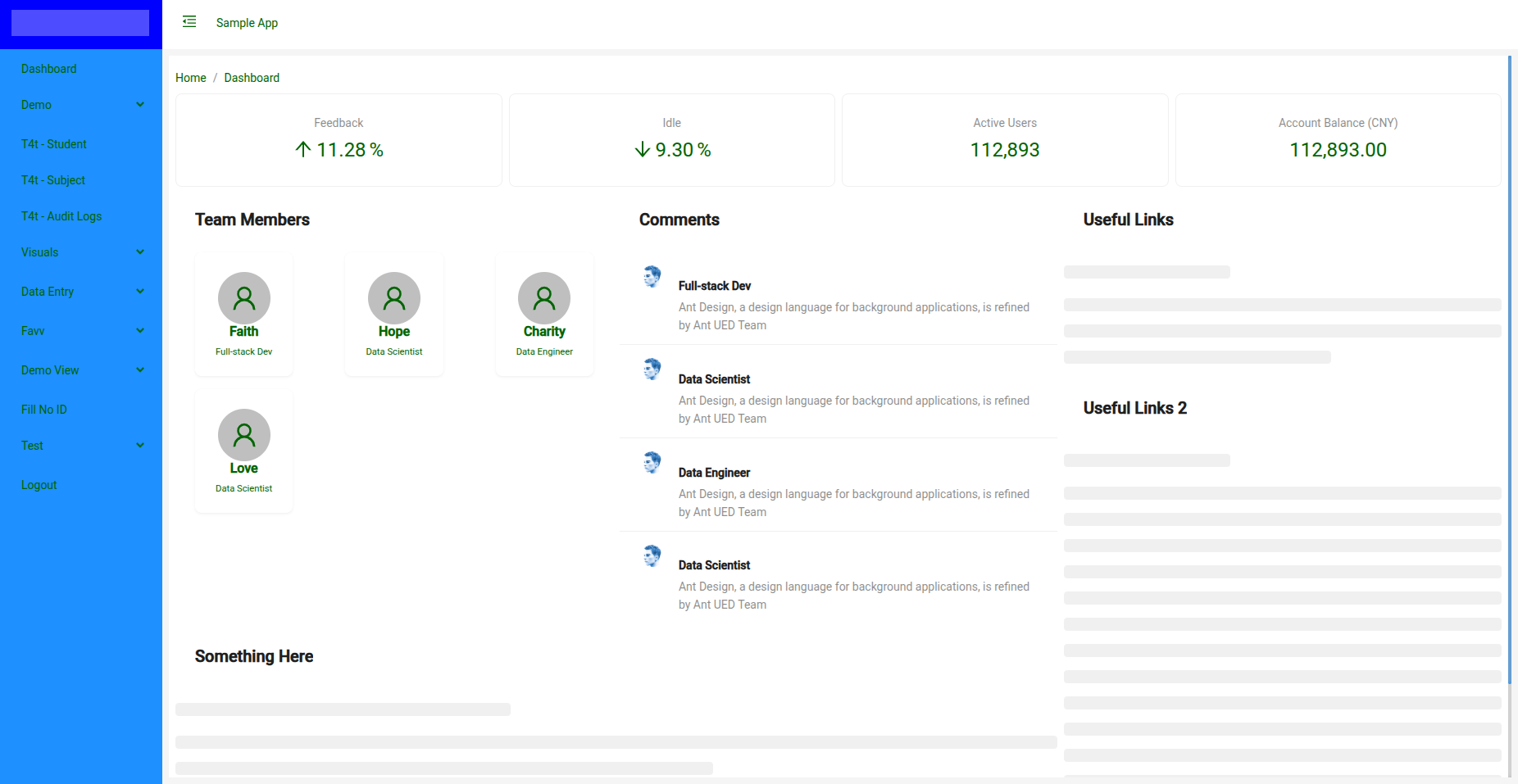 Admin dashboard after login